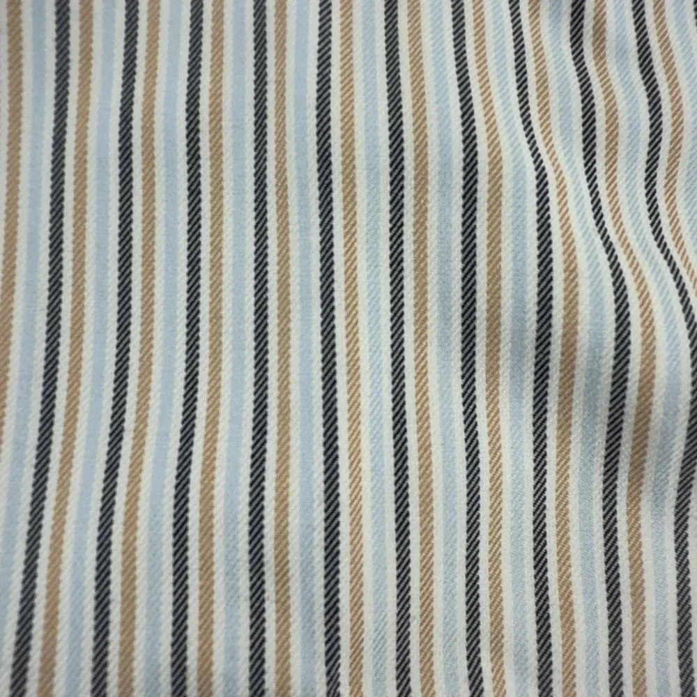 Brooks Brothers Mens Large Blue Tan Stripe Supima Cotton Non Iron Dress Shirt
